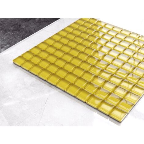 Mosaïque de verre sur maille pour salle de bain ou cuisine 30 cm x 30 cm - Sunflower