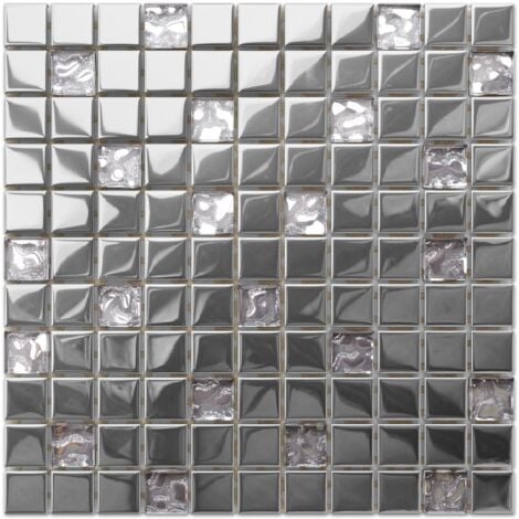 Mosaïque de verre sur maille pour salle de bain ou cuisine 30 x 30 cm - Selene