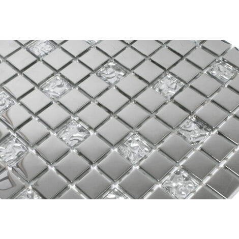 Mosaïque de verre sur maille pour salle de bain ou cuisine 30 x 30 cm - Selene