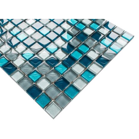Plaque De Mosaïque Inox Et Verre - Réf. 87-0301_b - Noir, Cristal - Pour Cuisine/salle De Bain