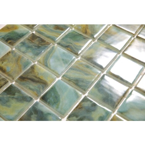 Mosaïque en verre pressé sur maille pour piscine 31.5cm x 47,7cm - Modena Cannes Pool