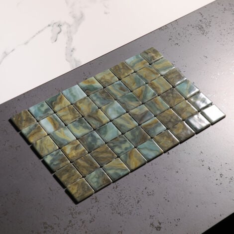 Mosaïque en verre pressé sur maille pour piscine 31.5cm x 47,7cm - Modena Cannes Pool