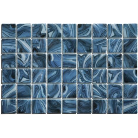 Mosaïque en verre pressé sur filet Modena Mexico Pool - 31.5cm x 47,7cm pour piscine (0.15 m 2)