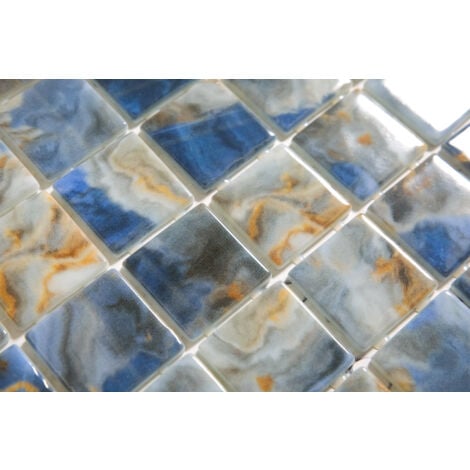 Mosaïque en verre pressé sur maille pour piscine 31.5cm x 47,7cm - Modena Monte Carlo Pool