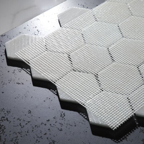 Mosaïque de verre sur maille pour salle de bain ou cuisine 43.5cm x 34.5cm  - Botanic Beige Graden Matt