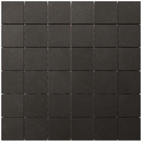 Mosaïque en grès sur maille pour salle de bain ou cuisine 29.9 x 29.9 cm - Big black cubes