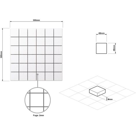 Mosaïque en grès sur maille pour salle de bain ou cuisine 29.9 x 29.9 cm - Big black cubes