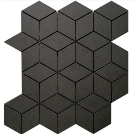 Mosaïque en grès sur maille pour salle de bain ou cuisine 30.5 x 26.5 cm - Dark side