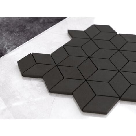 Mosaïque en grès sur maille pour salle de bain ou cuisine 30.5 x 26.5 cm - Dark side