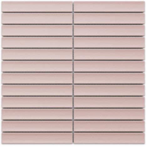 Mosaïque en céramique sur maille pour salle de bain ou cuisine 29.0 cm x 28.2 cm - Matt pink piano