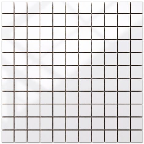 Une feuille de mosaïque en céramique sur filet pour salle de bain ou cuisine 30x30cm - Cubic white