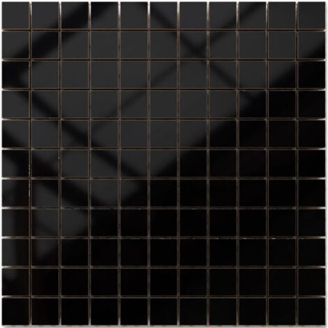 Mosaïque en céramique sur maille pour salle de bain ou cuisine 30 cm x 30 cm - Black ocean