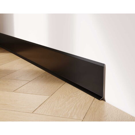 Plinthe décorative F en acier inoxydable pour mur et paroi 8cm x 270cm - noir mat