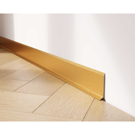 Plinthe décorative F en acier inoxydable pour mur et paroi 6cm x 270cm - satiné or