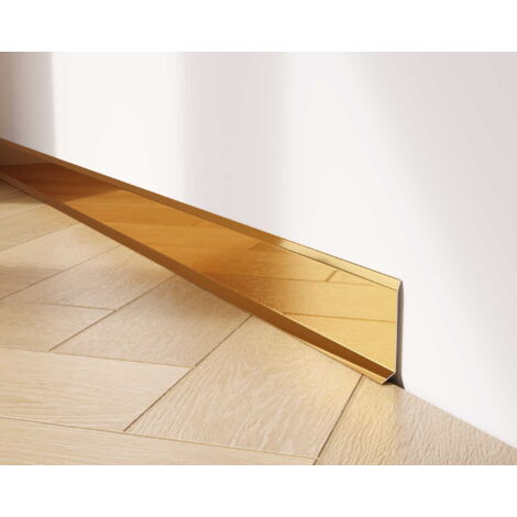 Plinthe décorative F en acier inoxydable pour mur et paroi 6cm x 270cm - or brillant