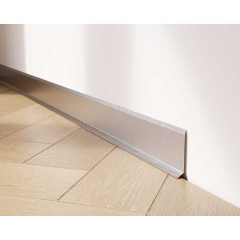 Plinthe décorative F en acier inoxydable pour mur et mur 6cm x 270cm - argent satiné
