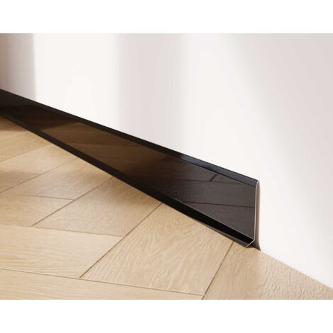 Plinthe décorative F en acier inoxydable pour mur et mur 6cm x 270cm - noir brillant