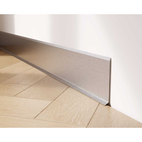 Plinthe décorative F en acier inoxydable pour mur 10cm x 270cm - argent satiné