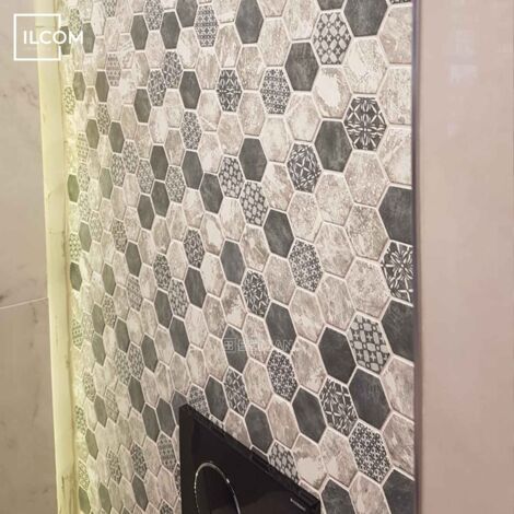 Ilcom Mosaïque de verre pressé pour piscines, salles de bains et saunas 52cm x 34cm  (0.166m²) - Hexa olden mat (1/5)