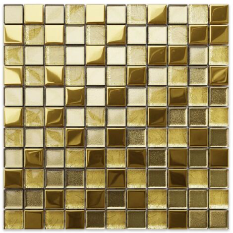 Mosaïque en verre sur filet pour salle de bain ou cuisine 30cm x 30cm - Crushed Giza