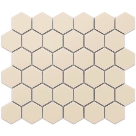 Ilcom mosaïque  en céramique  sur filet pour salle de bain et cuisine 32.3cm x 27.7cm - Beige hive