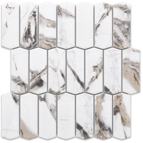 Ilcom mosaïque  en céramique  sur filet pour salle de bain et cuisine 29.7cm x 28.8cm - Caotic marble