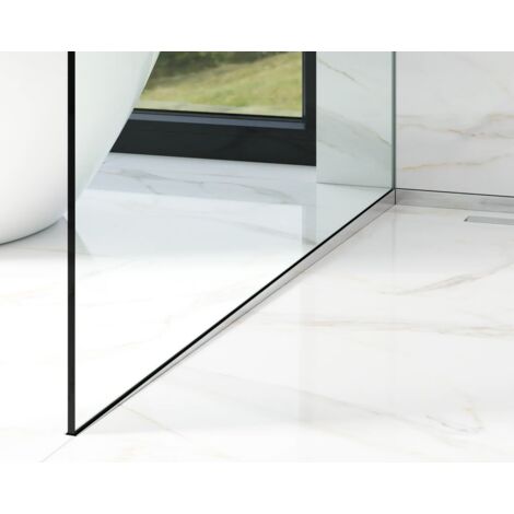 Profil latéral gauche incliné pour verre de douche de sol 8-10mm 40mm x 1800mm - argent satiné (1/5)