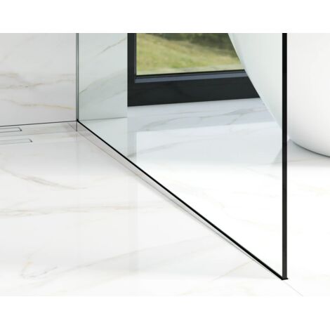 Profil latéral droit incliné pour verre de douche de fond 8-10mm 30mm x 1200mm - argent brillant (1/5)