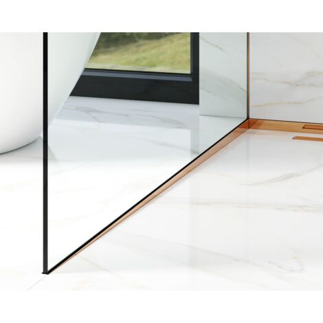 Profil latéral gauche incliné pour verre douche de sol 8-10mm 30mm x 1200mm - cuivre brillant (1/5)