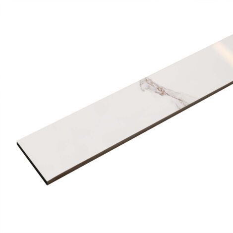 Plinthe en céramique 120 cm x 7 cm, 0,9 cm d'épaisseur, biseautée et colorée - Torrence white