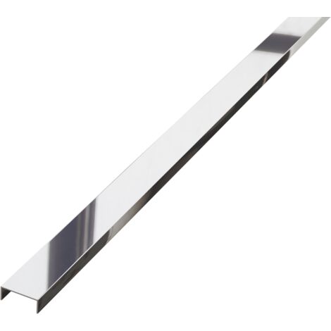 Profil U en acier inoxydable rectifié 244cm X 23mm X 9mm - argent poli