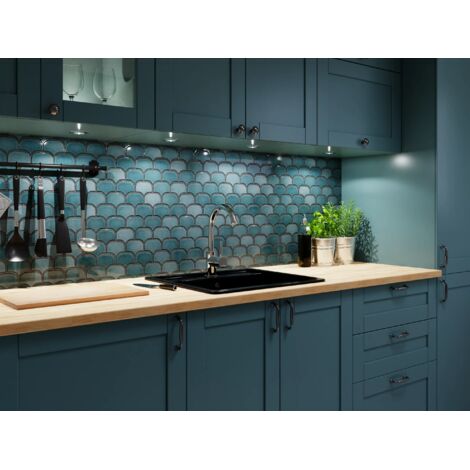 Ilcom mosaïque  en céramique  sur filet pour salle de bain et cuisine 30cm x 26.5cm - Blue plum