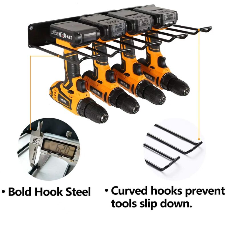 ENONCI Lot De 2 Organiseurs Muraux Perceuses - Support Robuste Garage Atelier, Charge Max 22,7 Kg, Fixation Panneau Perforé