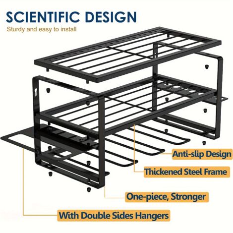 Organisateur d'outils électriques - Porte-Outil pour Perceuse - Étagère Robuste pour Outils & 1 Support à 3 Niveaux pour Perceuse Sans Fil - Étagère Flottante Murale pour le Rangement de 4 Porte-Outil