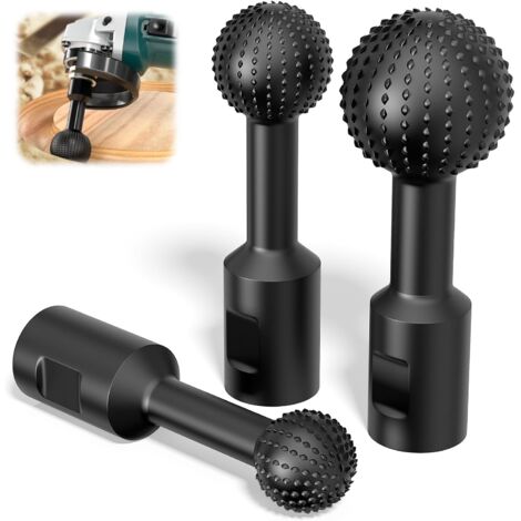 Jeu de 3 Fraises Sphériques à Bois M14 pour Meuleuse d'Angle - Gouges Rotatives Ø 25/30/40mm - Outil de Sculpture, Creusage et Ponçage - Acier au Carbone (Standard Européen)