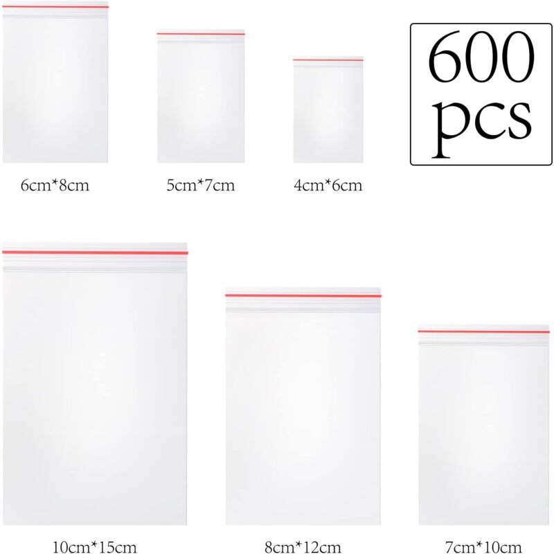 1000 Transparente Kunststoffbeutel Mit Reißverschluss - 5,1x7,6 Cm, Lebensmittelecht & Wasserdicht