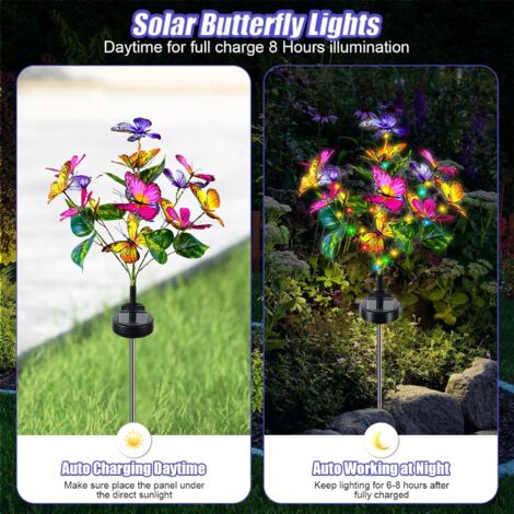 Solar-Gartenleuchten, Solar-Schmetterlingsleuchten für den Außenbereich, 2 Modi, wasserdicht, Landschaftsbeleuchtung, Wegeleuchten, Gartendekoration, Hochzeit, Weihnachten, Rasen, Terrasse [Energiekla
