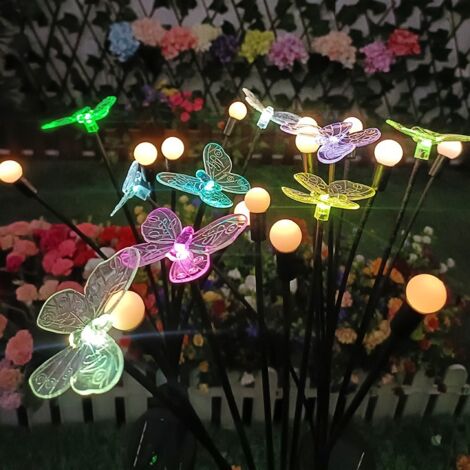 Solar-Gartenleuchten, Schmetterlingsleuchten, wasserdichte Solar-Gartendekoration für den Außenbereich, dekorative Solarleuchten für Weihnachten, Hof, Veranda (4 Stück, 24 LEDs)