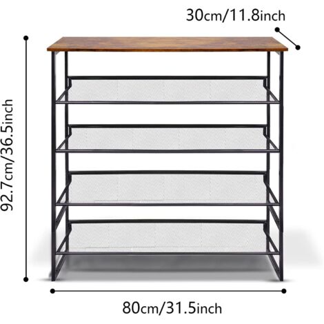 Schuhregal Aus Metall, 3 Etagen – Schwarz, Verstellbar & Stapelbar, 106,7 X 60,2 Cm