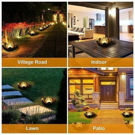 2er-Pack Solar-Lotuslaternen mit hellem, warmweißem Lichteffekt, IP44 wasserdichte Solar-Gartenleuchten für Hof, Hof, Rasen, Balkon