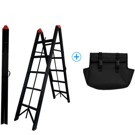 EcheEscabeau pliant 1m80 + Sac à outils, escabeau 5 marches, Echelle pliante Aluminium, Echelle télescopique, qualité supérieure, garantie 5 ans