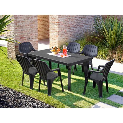 Mesa de jardín extensible 160-220x90 cm de polipropileno Bergen - Negro