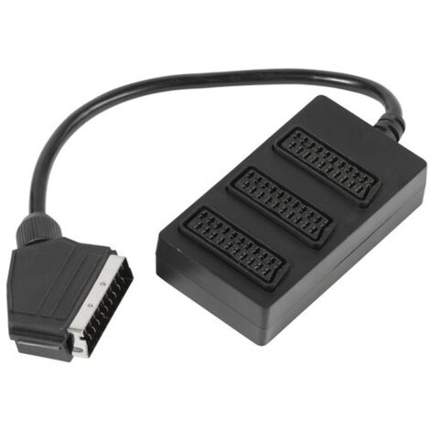 Vivanco 19364 cable EUROCONECTOR 0,2 m SCART (21-pin) 3 x SCART (21-pin) Negro (1/5)