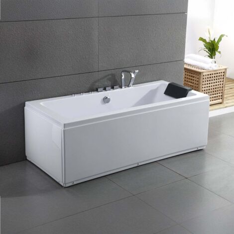 Bañera hidromasaje - Sikinos Jets - Blanco y negro - 170 x78 x60 cm, by SPALINA