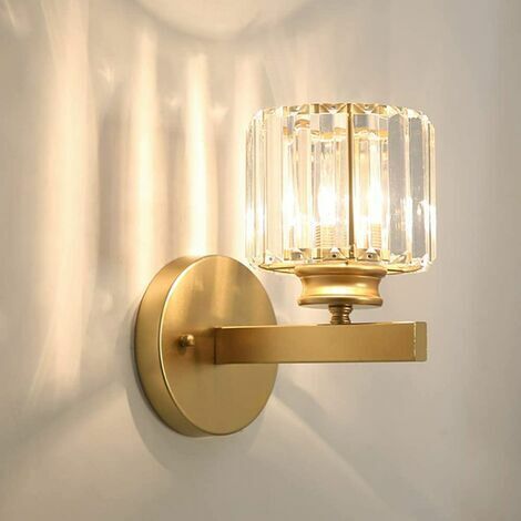 Ulisem Metall-LED-Wandlampe, postmodern, exquisite Kristall-Wandlampe, Heimdekoration, Wandlampe, Wohnzimmer, TV-Wandleuchte, Schlafzimmer, Nachttischlaterne, E27, Glas, Gang, Treppe (golden)