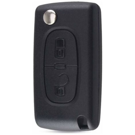 Ulisem Schlüsselgehäuse, kompatibel mit Peugeot 107 207 307 308 407, 2 Tasten, CE0536, Klinge ohne Nut, Batterie im Gehäuse LO-Ron (1/5)