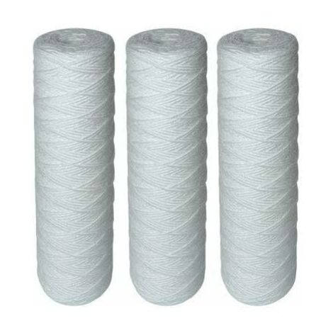 Ulisem Set mit 3 gewickelten Filterkartuschen für Wasserfilter – Filtration von Sedimenten bis zu 25 Mikrometer – Universal-Standardformat 10 Zoll – Dauer: 1 Jahr