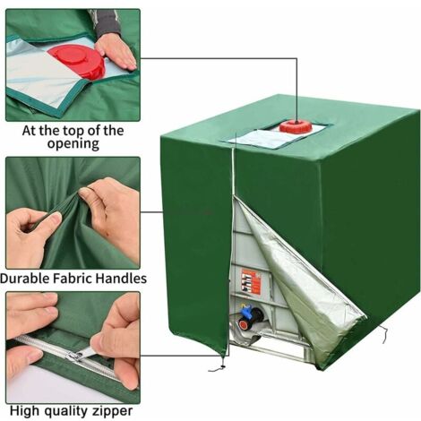 Ulisem IBC-Tankabdeckung 1000 l, Schutzhülle, UV-Schutz, staubabweisend, IBC-Tank-Container-Abdeckung, Schutzplane (120 x 100 x 116 cm), Gartenmöbel-Abdeckung