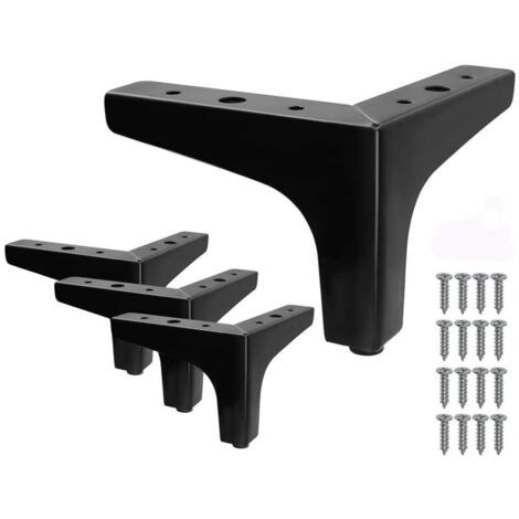 Ulisem Set mit 4 dreieckigen Bettbeinen aus Metall – Schwarz, Höhe 10 cm