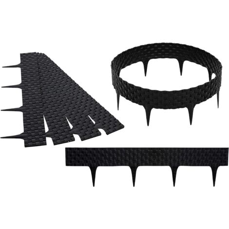 3,6m Garteneinfassung Gartenkante Palisade Rasen Beeteinfassung Rattan Optik schwarz (1/5)